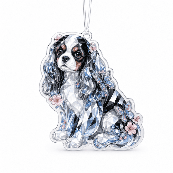 Acrylic Ornament Cavalier Spaniel Butterfly Clear Acrylic Christmas Tree Decor for Dog Lovers