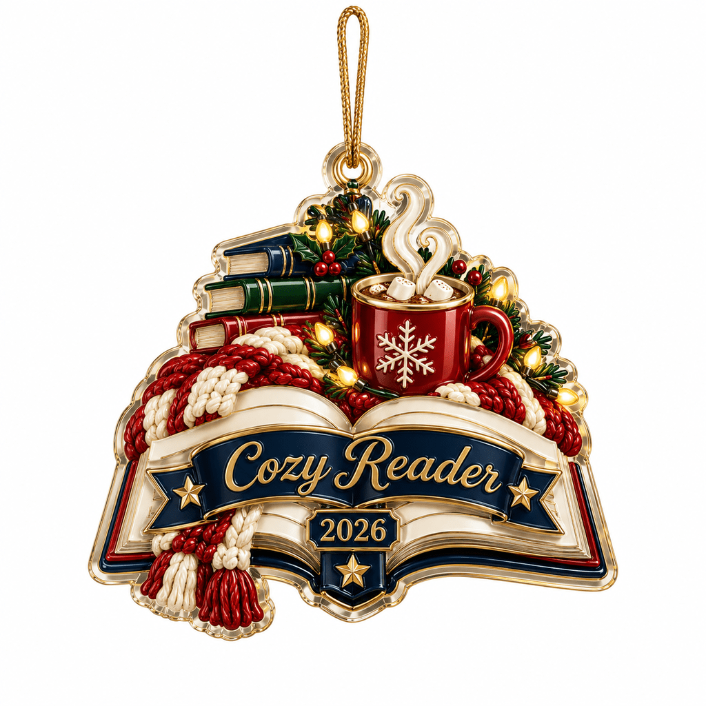 Kids Cookbook Layout Acrylic Ornament Cozy Reader Christmas Story Design Tree Hanging for ...