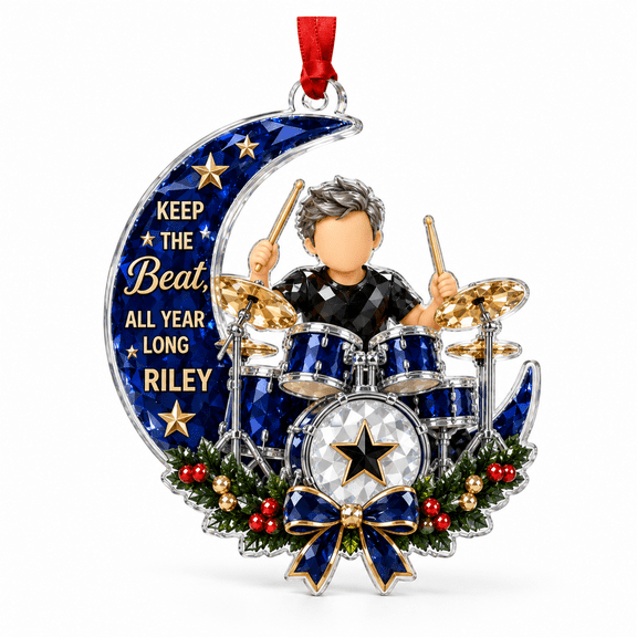 Acrylic Ornament Custom Name Drum Kit Christmas Tree Hanging for Drummers