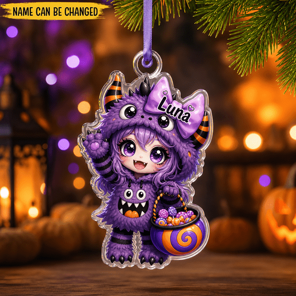 Acrylic Ornament Cute Purple Monster Personalized Hanging Tree Decor for Halloween Fans