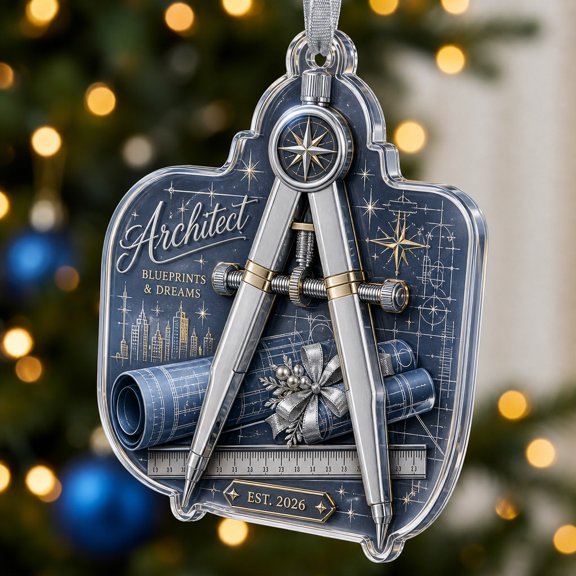 Acrylic Ornament Drafting Compass Architect Blueprint Hanging Decor for Architects