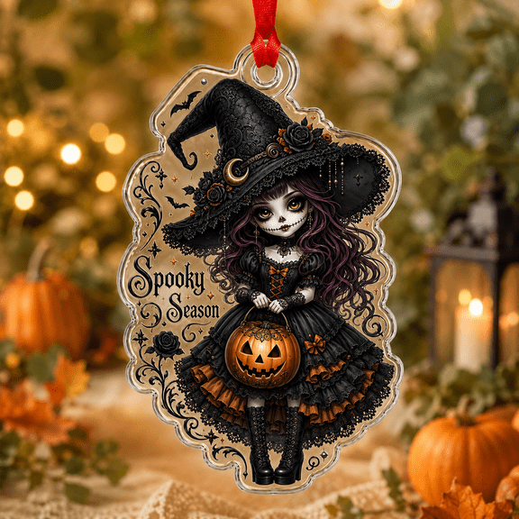 Acrylic Ornament Gothic Witch Pumpkin Acrylic Hanging Decor for Halloween Fans