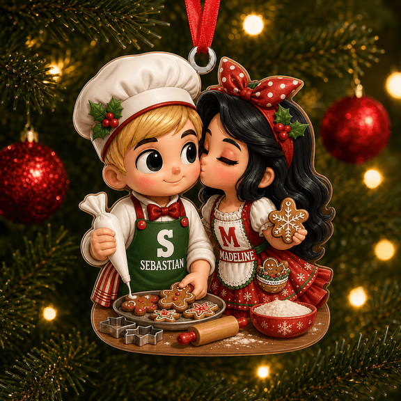 Acrylic Ornament Holiday Baking Couple Acrylic Hanging Keepsake for Christmas Couples