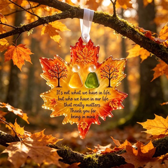 Acrylic Ornament Maple Leaf Shape Fall Decor 4 Inch Hanging Suncatcher Keepsake for Thanksgiving Tree Window Wall Autumn Decorations