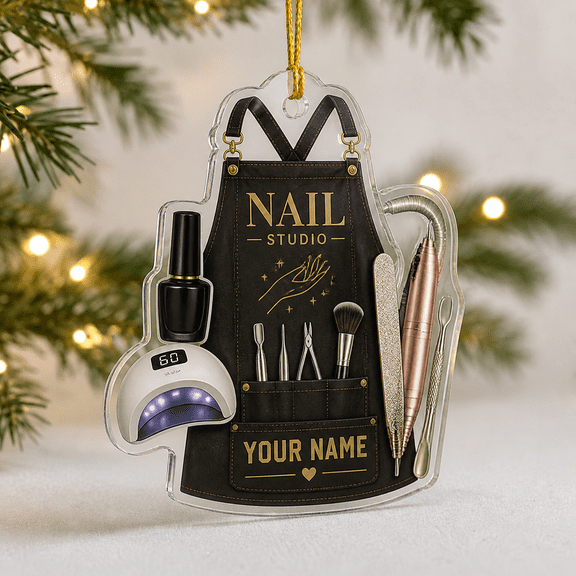 Acrylic Ornament Nail Technician Apron and Manicure Tools Acrylic Hanging Ornament for Nail Artists