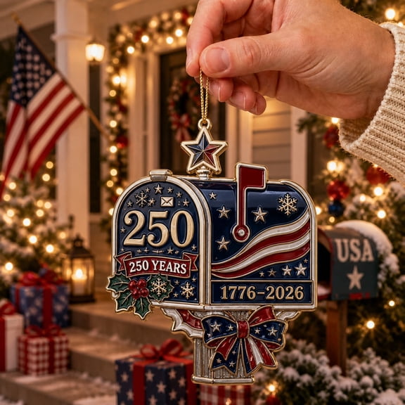 Acrylic Ornament Patriotic 250th Anniversary Mailbox Christmas Tree Hanging for American Holiday Decor