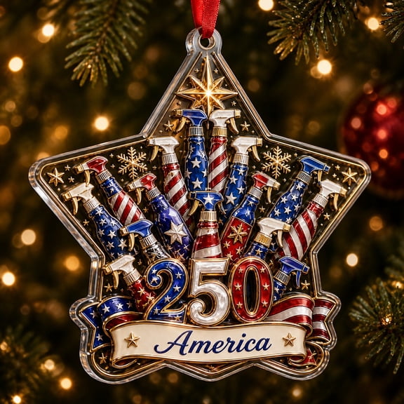 Acrylic Ornament Patriotic Star Spray Bottle Acrylic Tree Hanging for Holiday Decor