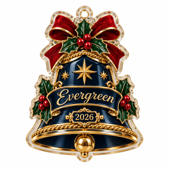 Acrylic Ornament Personalized Christmas Bell with Holly Bow, Tree Hanging Gift for Holiday Decor