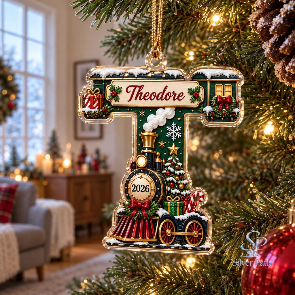 Acrylic Ornament, Personalized Christmas Train Letter Tree Hanging Gift ...
