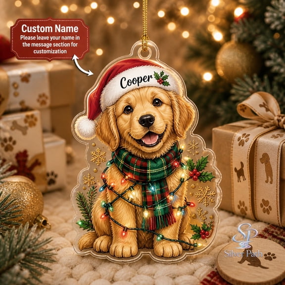 Acrylic Ornament Personalized Golden Retriever Christmas Tree Hanging for Dog Lovers