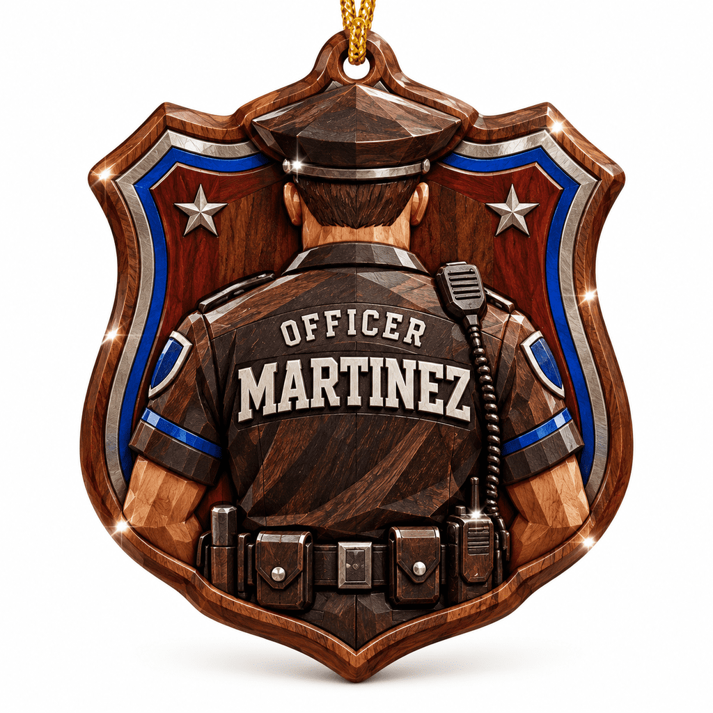 Acrylic Ornament Personalized Police Officer Badge Design Hanging Gift ...