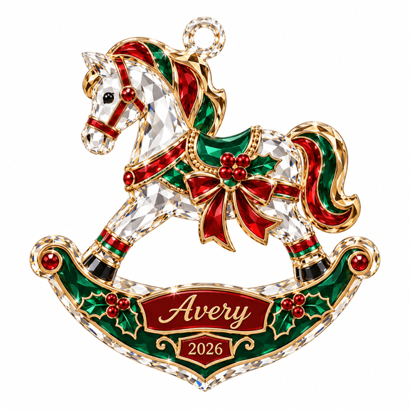 Acrylic Ornament Personalized Rocking Horse Christmas Tree Hanging Gift 2026