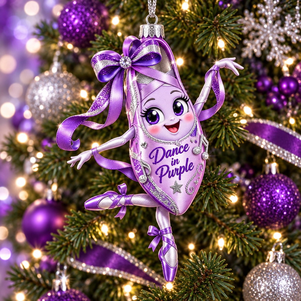 Acrylic Ornament Purple Ballet Shoe Christmas Tree Hanging for Dancers ...