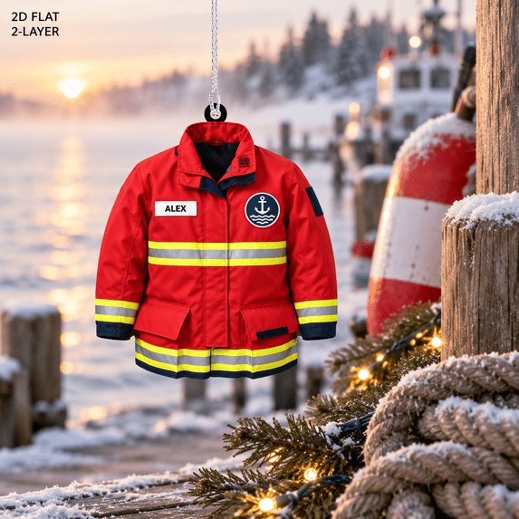 Acrylic Ornament Red Marine Rescue Jacket, Hanging Keepsake for ...