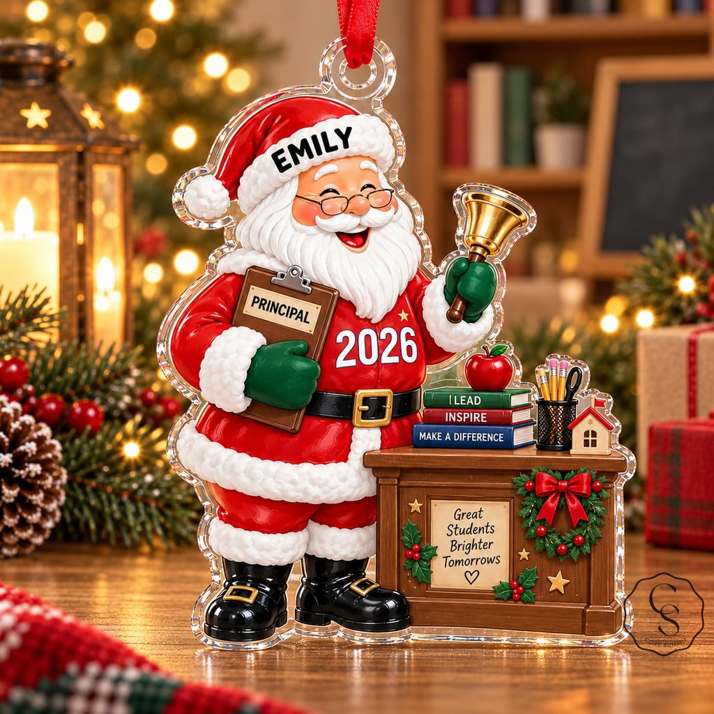 Santa Items Acrylic Ornament School Principal Santa Personalized Name 2026 Tree ...
