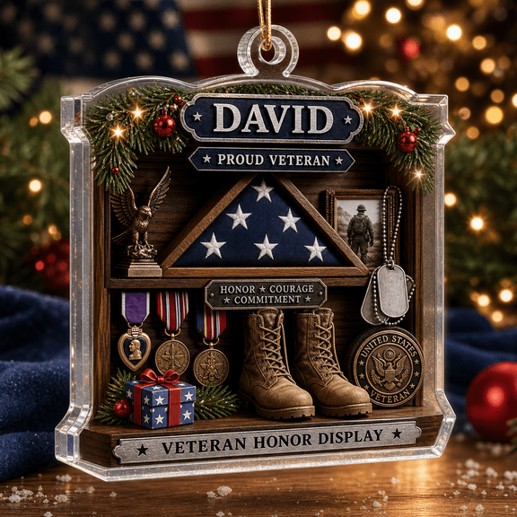 Acrylic Ornament Veteran Honor Display Clear Acrylic Tree Hanging for Veterans