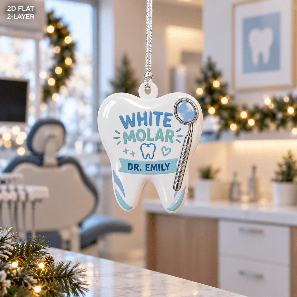 Acrylic Ornament White Molar Tooth Dentist Office Christmas Gift ...