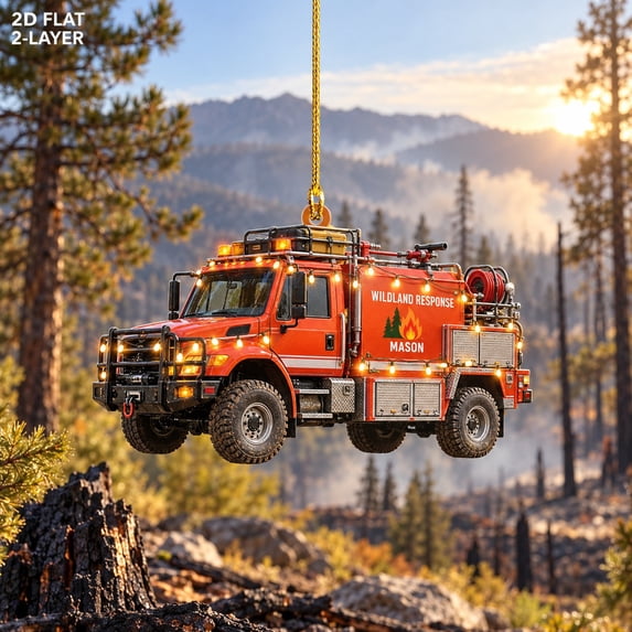 Acrylic Ornament Wildland Fire Truck 2D Flat Hanging Keepsake for ...