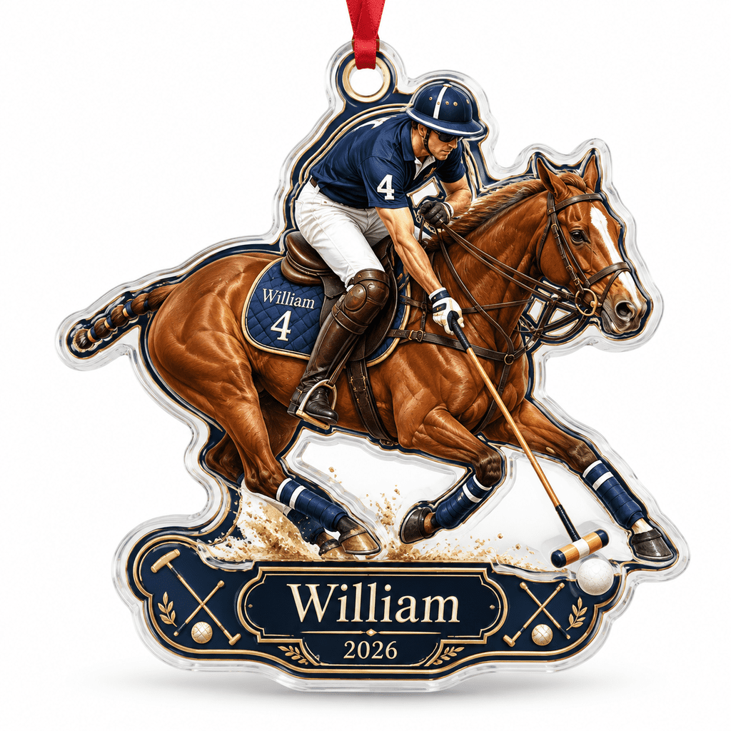 Acrylic Ornament William Polo Player 2026, Navy and Chestnut Hanging ...