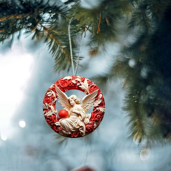 Acrylic Ornaments,Christianity Religion Jesus Church Angel Bible Stained Glass Christmas Ornament for Xmas Tree Decoration Stocking Stuffer Pendant Bauble Xmas Keepake Souvenir New Year Memorial