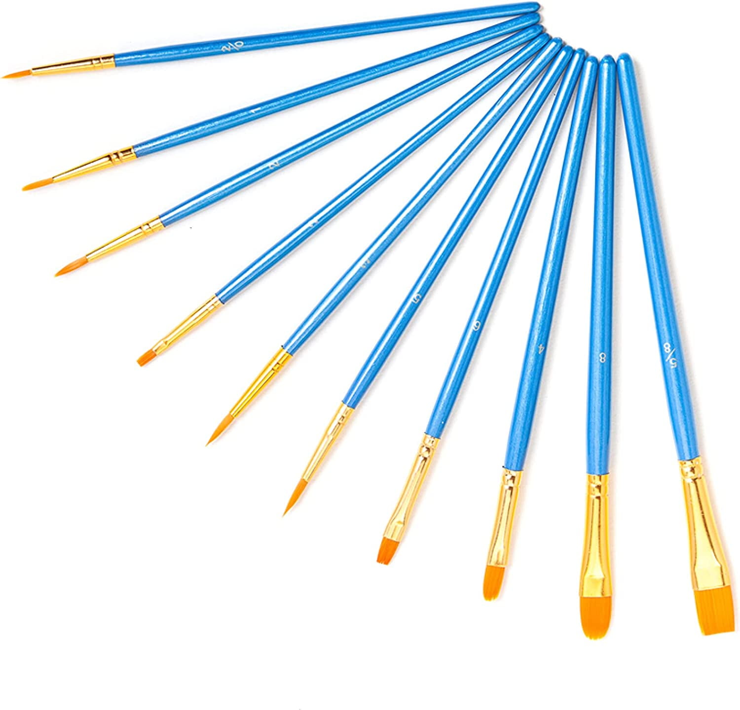 Acrylic Paint Brush Set, 10 Pcs Nylon Hair Brushes for Painting Oil