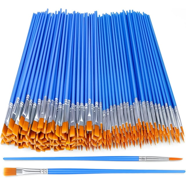 Acrylic Paint Brush Set, 200 pcs Nylon Hair Brushes for All Purpose Oil