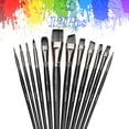 thumbnail image 1 of Acrylic Paint Brush Set, TSV 12 Pcs Art Paintbrushes for Oil Watercolor Painting, Detailing & Rock Painting - Black, 1 of 9