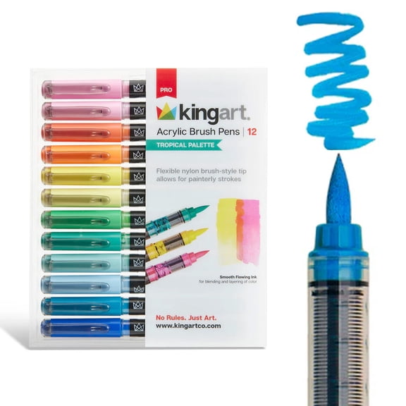 Acrylic Paint Brush Tip Pens - 12 Tropical Colors
