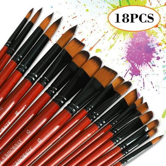 Acrylic Paint Brushes, EEEkit 18Pcs Nylon Hair Brushes for All Purpose Oil Watercolor Painting, Professional Painting Kits