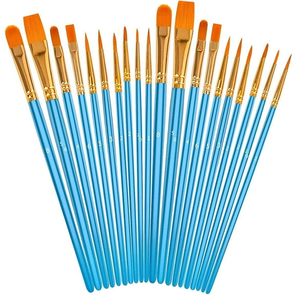 Acrylic Paint Brushes Set, 20Pcs Round Pointed Tip Artist Paintbrushes for Acrylic Painting Oil Watercolor Canvas Boards Rock Body Face Nail Art, Halloween Pumpkin Ceramic Crafts Supplies