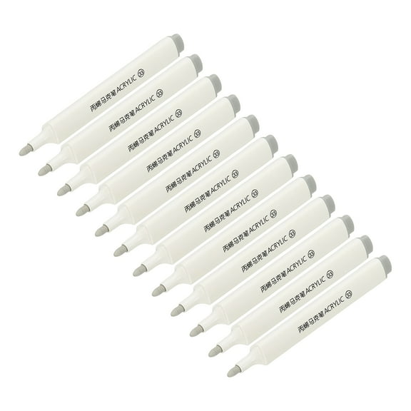 Acrylic Paint Marker Pens, 12Pcs Acrylic Paint Pens Waterproof Paint Art Marker Pen Water Based Paint Pen for DIY Craft, Light Gray