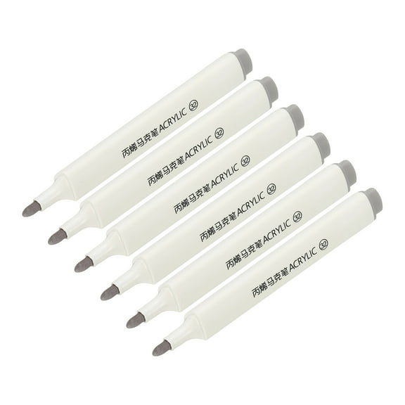 Acrylic Paint Marker Pens, 6Pcs Acrylic Paint Pens Waterproof Paint Art Marker Pen Water Based Paint Pen for DIY Craft, Gray