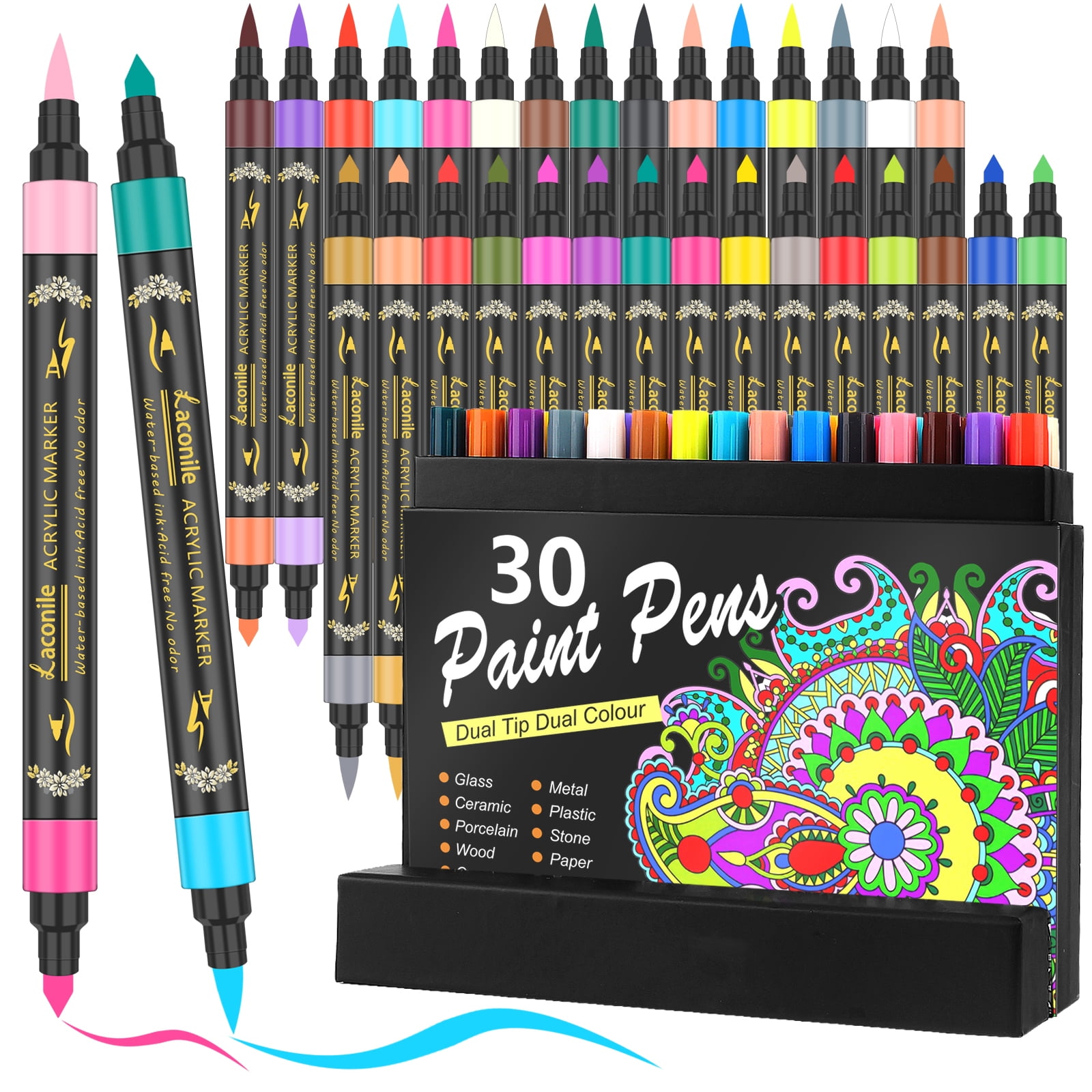 Gunsamg Art Acrylic Paint Markers, 72 Color, for Rock, Glass, Wood, Canvas,  Stone, Great Gift Idea for Kids, Adult 