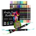 thumbnail image 1 of Acrylic Paint Markers, 24 Pcs 48 Colors Dual Tip Dual Color Acrylic Markers, Acrylic Markers Set Paint Pens for Stone, Wood, Calligraphy, Canvas, Ceramic, Metal, Glass, Rock Painting,DIY Crafts, 1 of 7