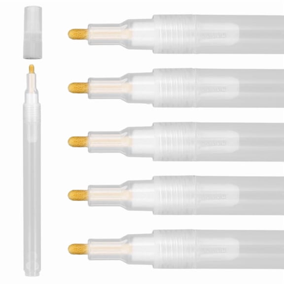 Acrylic Paint Markers,6 Pcs Empty Markers, Fillable Paint Touch Up Pen, Round Tilted Flat Head Refillable Paints Marker