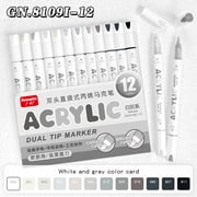 Acrylic Paint Markers, Dual Tip Brush & Chisel Tip Acrylic Paint Pens, Automatic Ink Control, for Rock Painting, Ceramic, Wood