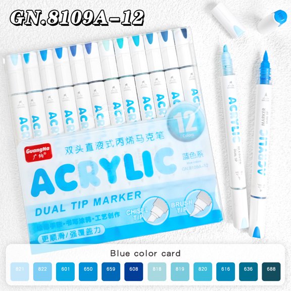 Acrylic Paint Markers, Dual Tip Brush & Chisel Tip Acrylic Paint Pens, Automatic Ink Control, for Rock Painting, Ceramic, Wood
