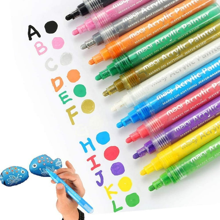 12 Colors Acrylic Paint Marker Pen Set Waterproof Permanent Markers for DIY  Art