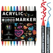 Acrylic Paint Markers for Rock, Fabric, Wood, Glass, Craft - Quick Dry Dual-Tip Paint Pens for Halloween Decorations - Pumpkin Painting Kit, Drawing Markers, Art Supplies, Christmas Gift