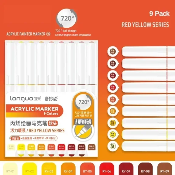 Acrylic Paint Markers, Soft Brush Tip Marker Pens Set with Marker Bag, Acrylic Paint Pens for Fabric, Wood, Stone, Canvas, Glass, Egg, Rock Painting, DIY Crafts and Art Supplies