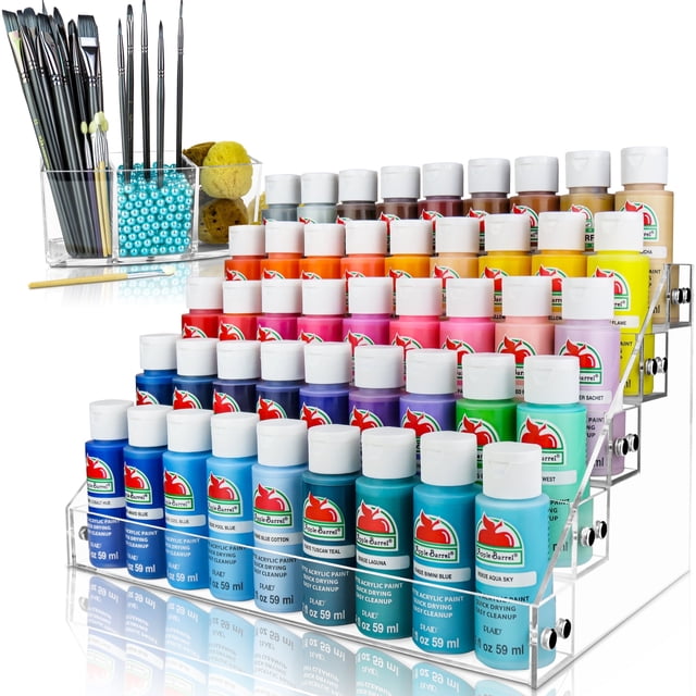 JKB Concepts Acrylic Paint Organizer and Paint Brush Holder. 6 Brush Support Bead Options (Seafoam Green).