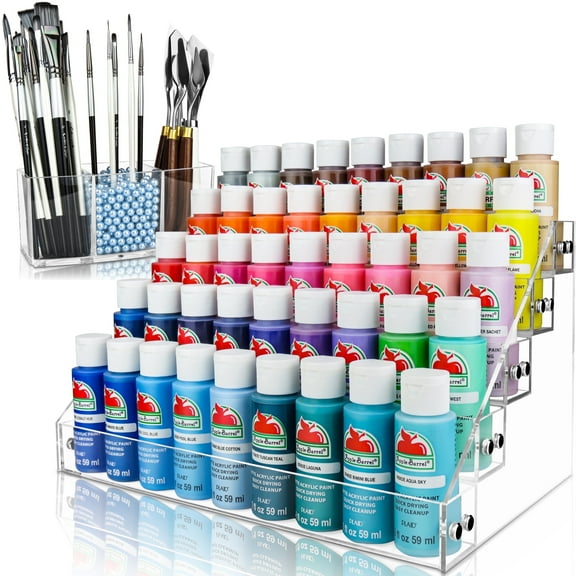 JKB Concepts Acrylic Paint Organizer and Paint Brush Holder. 6 Brush Support Bead Options (Sky Blue).