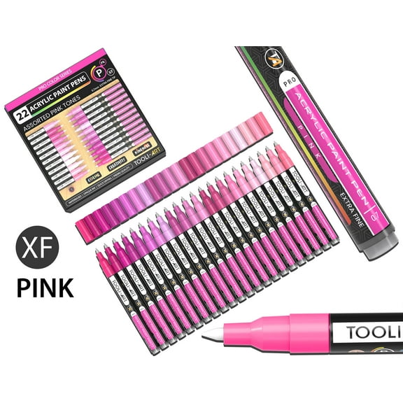 Acrylic Paint Pens 22 Assorted Pink Pro Series Markers Set (0.7mm EXTRA FINE)