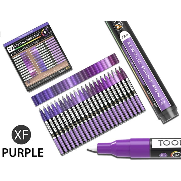 Acrylic Paint Pens 22 Assorted Purple Tones Pro Markers Set 0.7mm Extra Fine