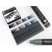 Acrylic Paint Pens 22 Gray Pro Color Series Markers Set 0.7mm Extra Fine Tip for Rock Painting, Glass, Mugs, Wood, Metal, Canvas, DIY Projects. Non Toxic, Waterbased, Quick Drying.