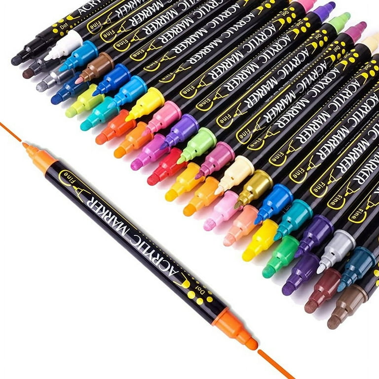 Acrylic Paint Pens, 36 Colors Dual Tip Paint Markers with Extra Fine Tip and Circular Dot Tip, for Rock Painting, Mug