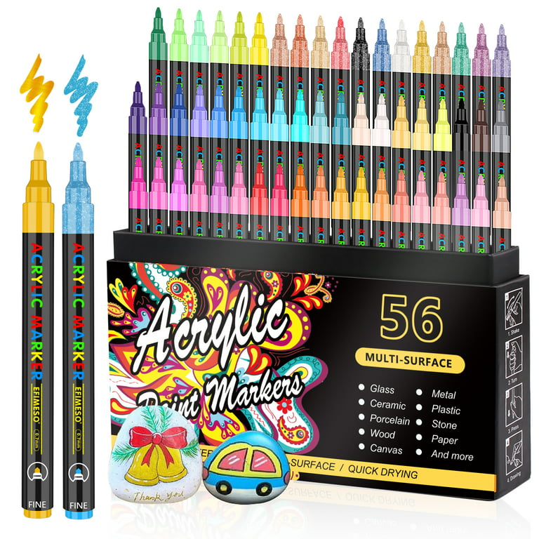 Gunsamg Art Acrylic Paint Markers, 72 Color, for Rock, Glass, Wood, Canvas,  Stone, Great Gift Idea for Kids, Adult