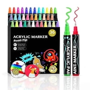 Acrylic Paint Pens Markers, 36 Colors Dual Tip Acrylic Paint Pens for Rock Painting, Wood, Canvas, Stone, Glass, Ceramic Surfaces, DIY Crafts Making Art Supplies Round Tip and Fine Tip