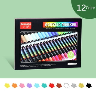  Chisel Tip Acrylic Markers - Set of 12 - Acrylic Paint Pens -  Vibrant Art Markers for Glass, Metal, Ceramic, Mugs, Wood, DIY, Rock  Painting - Quick Dry Paint Supplies 