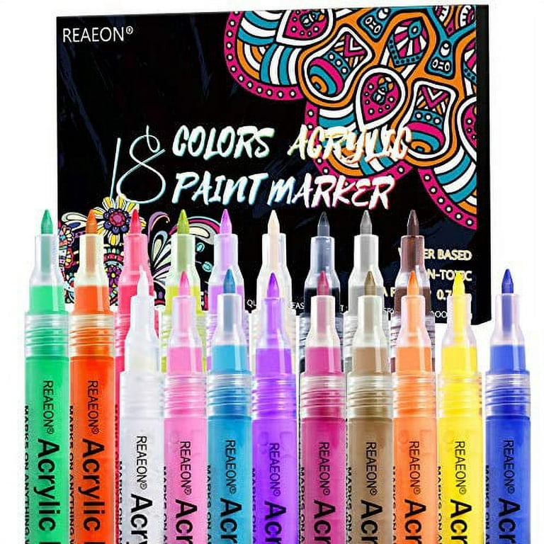18 Color 0.7 1 mm Fine Tip Acrylic Paint Marker for Rock Painting